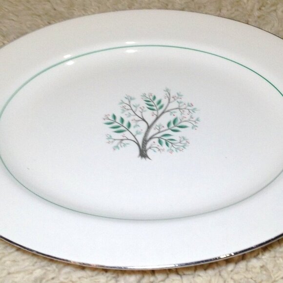 VINTAGE Hanover "Granada" MCM Platter; Retro, Chic, Platinum trimmed; American! - Picture 1 of 4